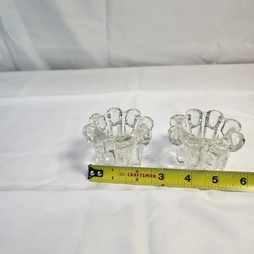 Vintage Alco Industries Crystal 2 Pc Candleholder Set No. 0011